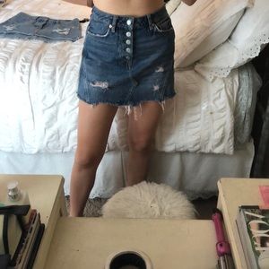 Free People Denim A-Lind mini skirt